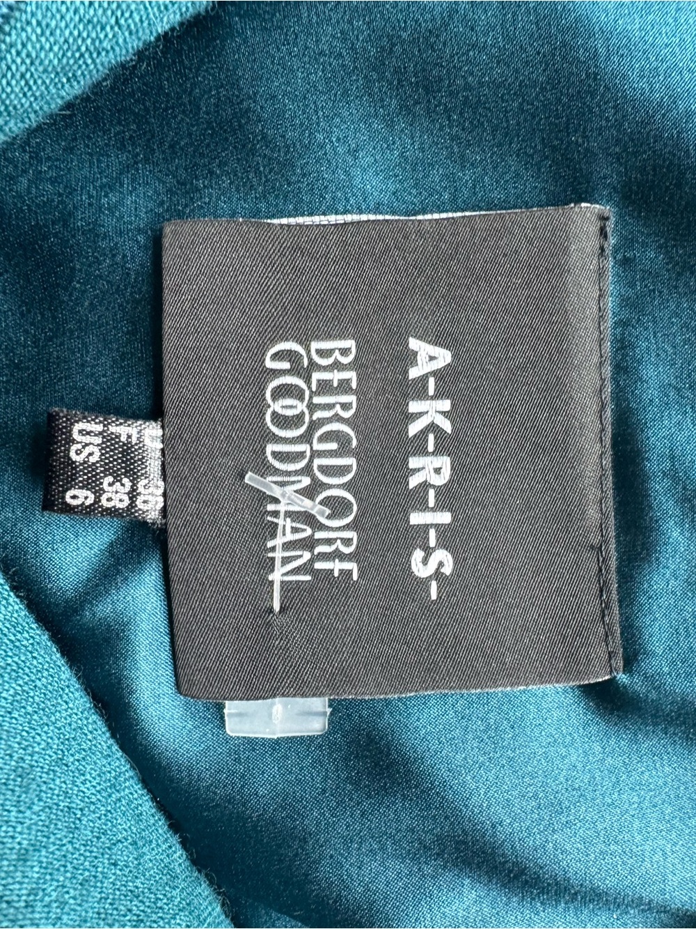 Akris Teal silk cashmere Long Sleeve V-Neck two neck tie Dress - Picture 2 of 3